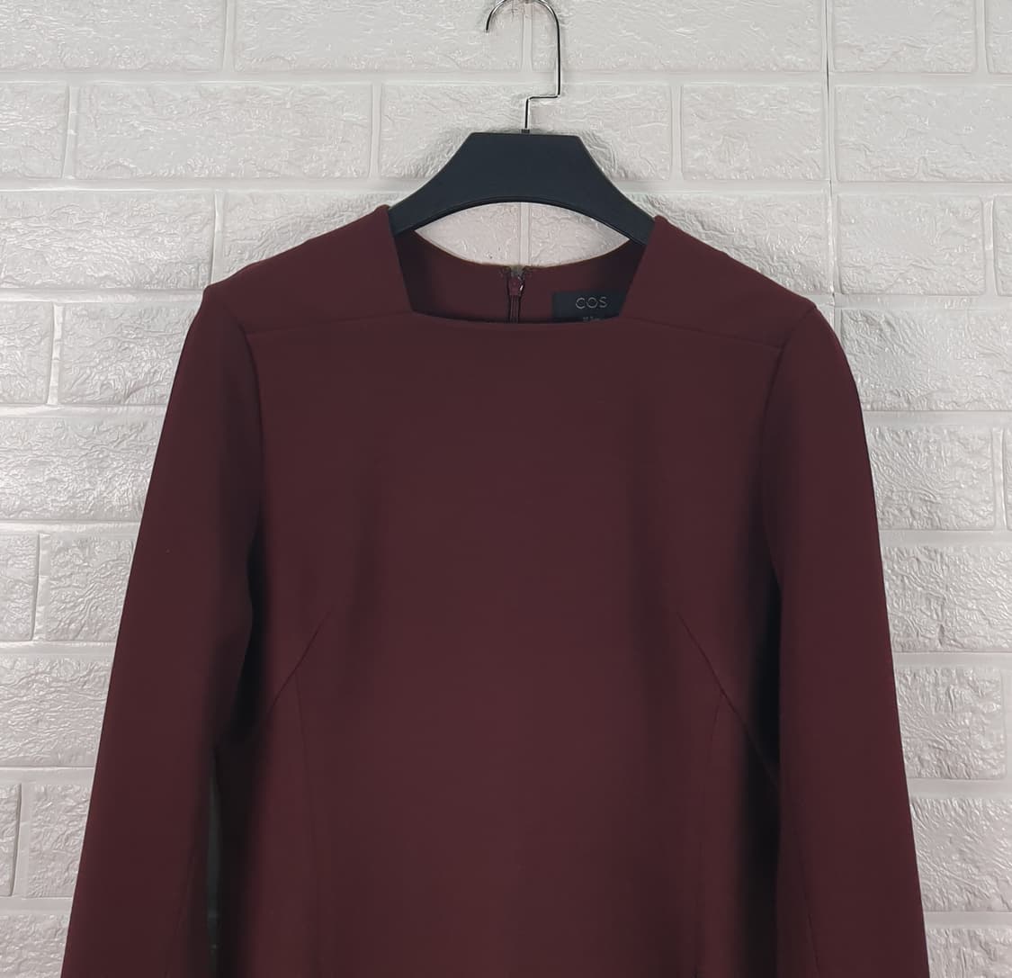 [55]COS 코스 스퀘어넥 버건디 원피스 상품이미지5