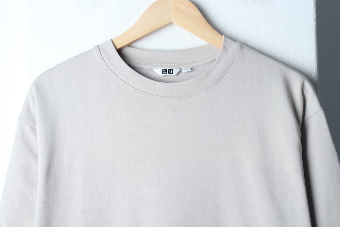 (L-XL) 유니클로 반팔 티셔츠 U라인 라이트그레이 무지-H32480 상품이미지3