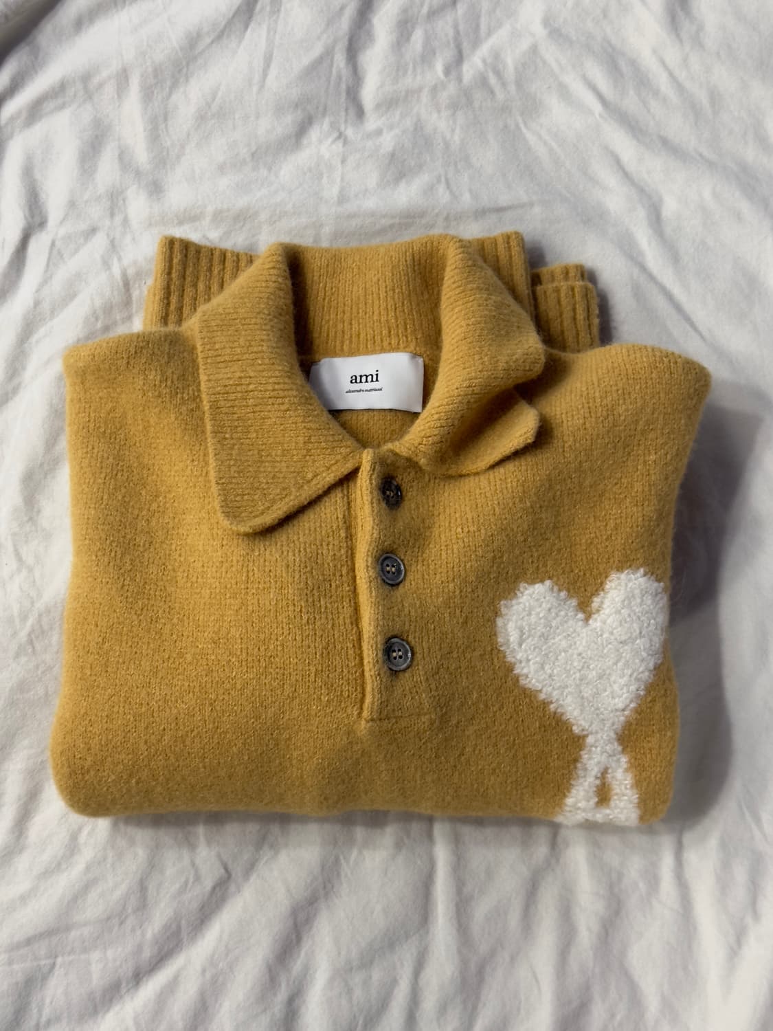 Ami De Coeur polo sweater mustard yellow 상품이미지1