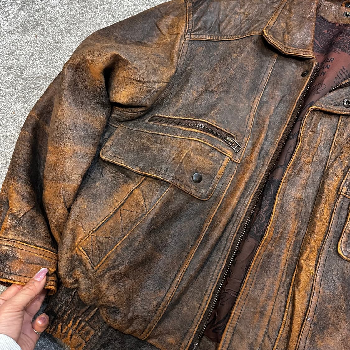 빈티지 브라운 A-2 양가죽 봄버 자켓L 상품이미지4