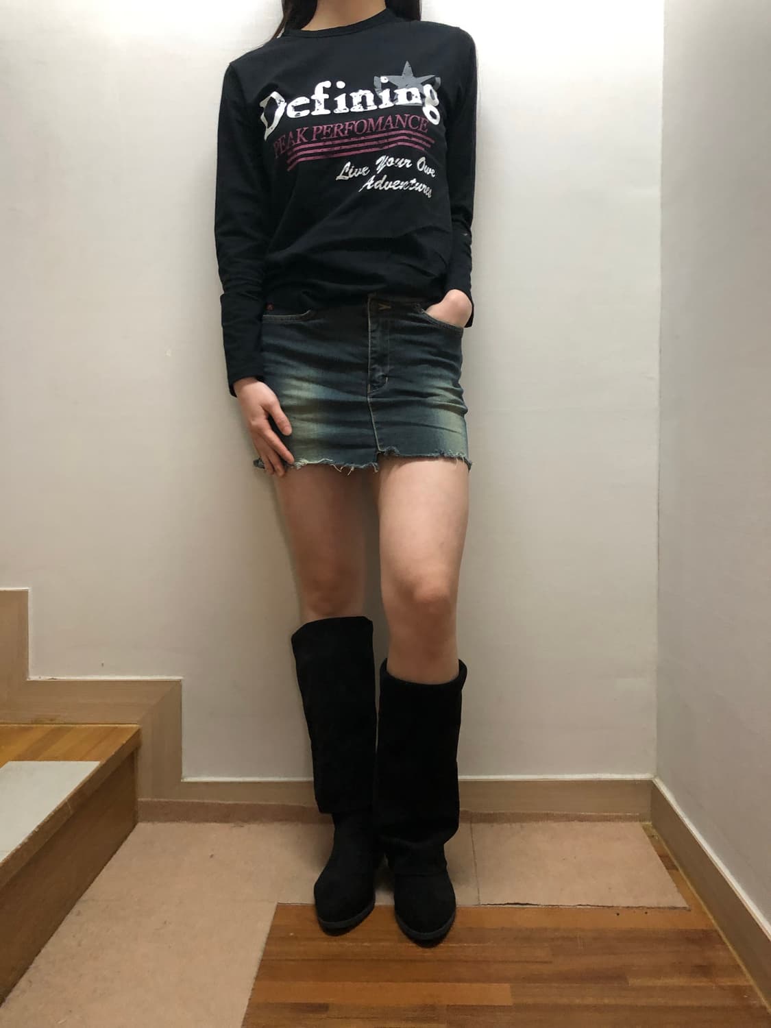 빈티지 블랙 와투케 프린팅 롱 슬리브 상품이미지5