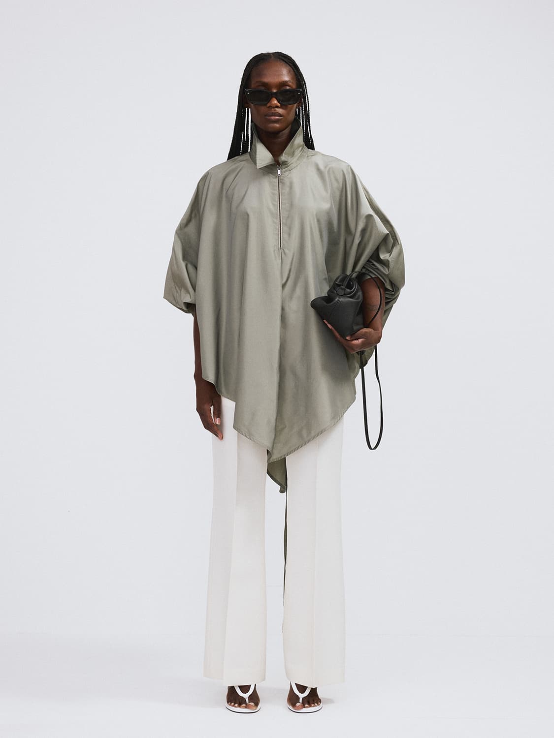 렉토 RECTO 오버사이즈 케이프 점퍼 자켓 라이트 카키 상품이미지2