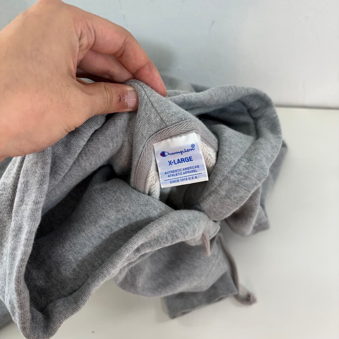 우먼L-XL 챔피온 그레이 기본로고 면 후드집업 상품이미지3