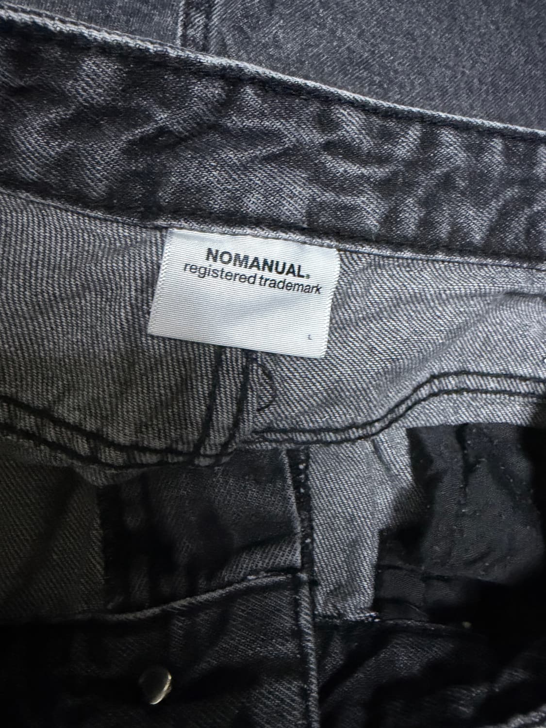 노매뉴얼 T.W. 데님 팬츠 워시드 블랙 L 상품이미지3