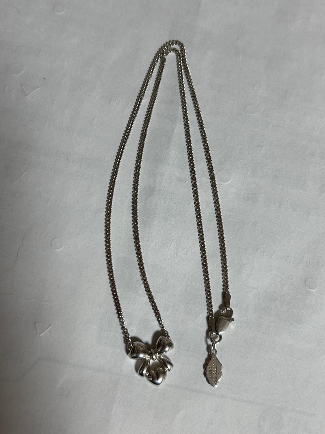 꾸레쥬 925 리본 하트 목걸이 (발레코어)희귀 상품이미지2