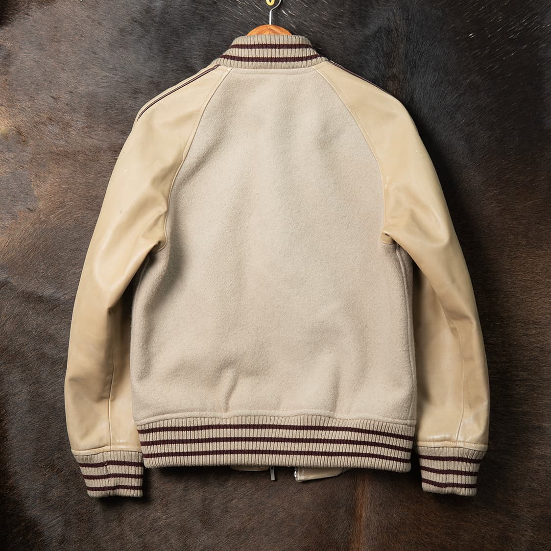 [98] 00s 버버리 블루라벨 울 + 카우레더 바시티 자켓  상품이미지4