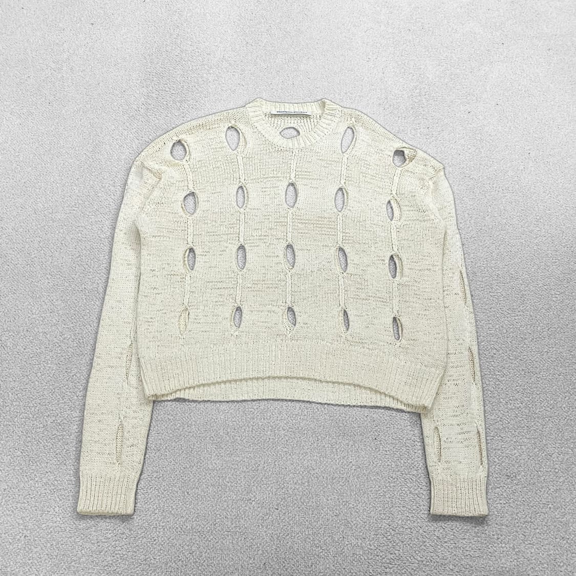 더 오픈 프로덕트 컷 아웃 슬래시 니트 아이보리 상품이미지1