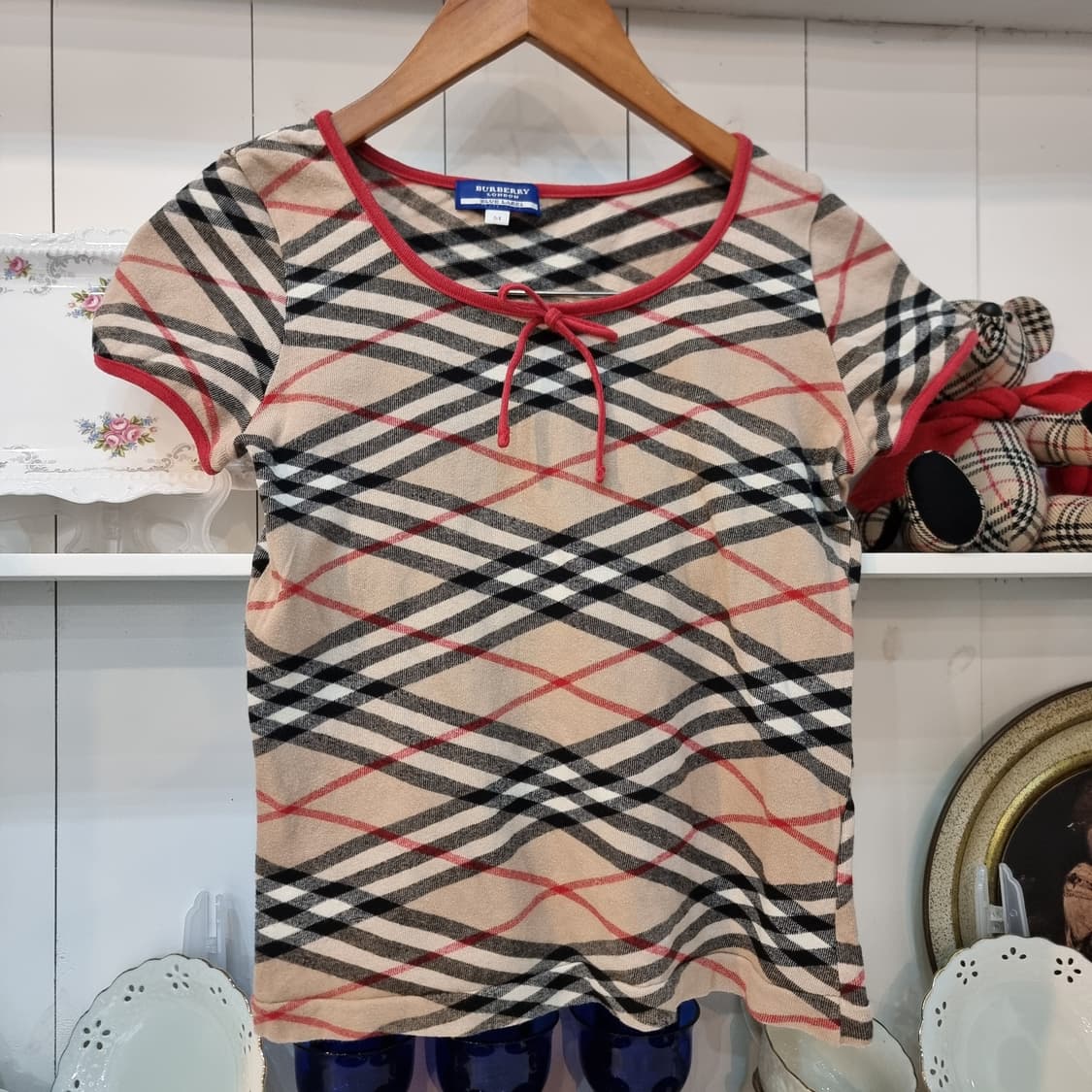 버버리 초코베이지 체크 티 상품이미지4