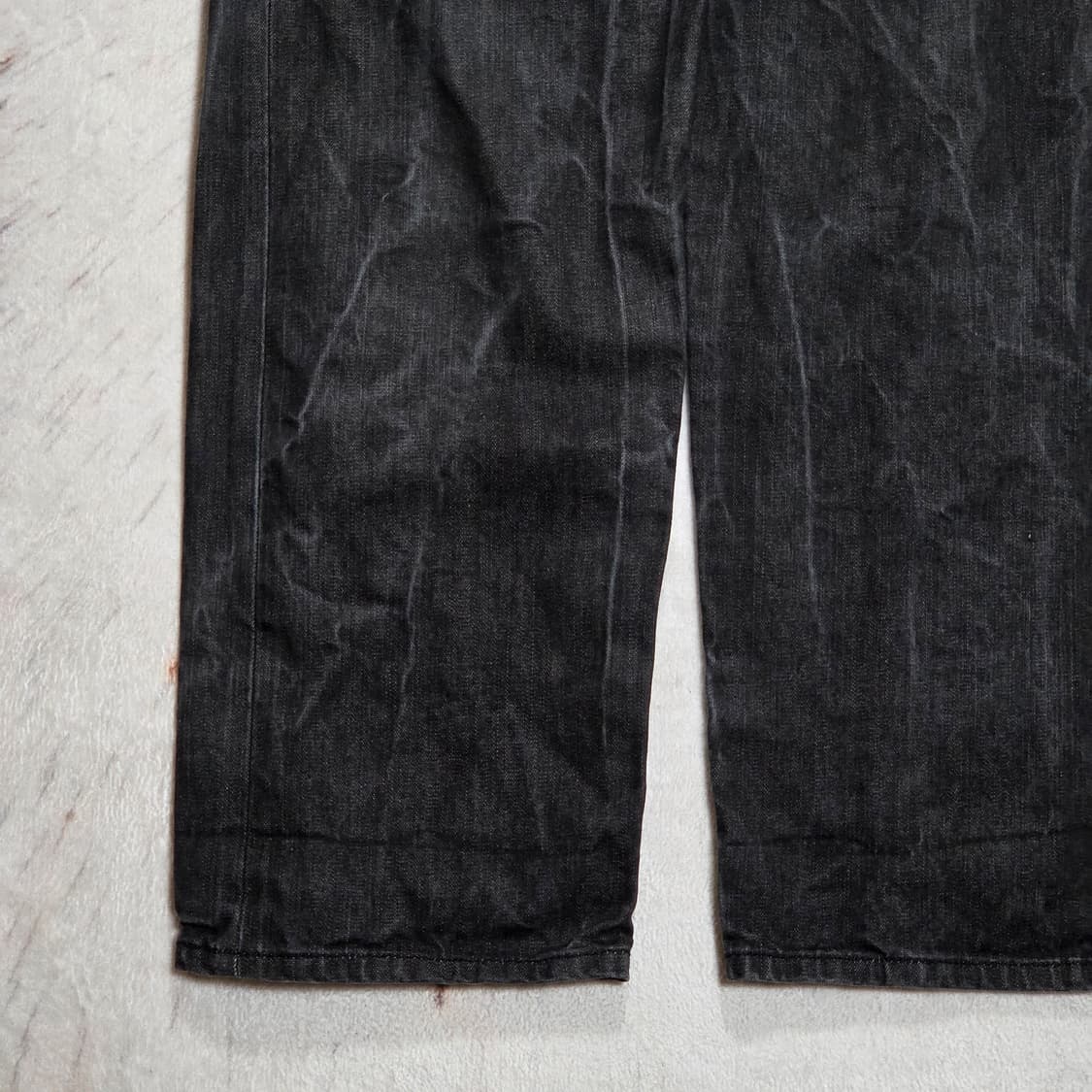 흑청 원 핀턱 빈티지 워싱 와이드 팬츠 상품이미지3