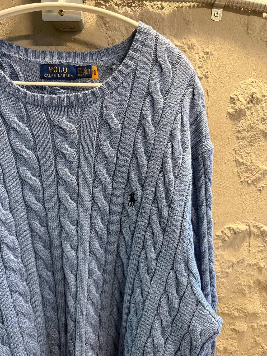XXL 폴로 랄프로렌 POLO 케이블 니트 코튼 스웨터 블루 상품이미지3