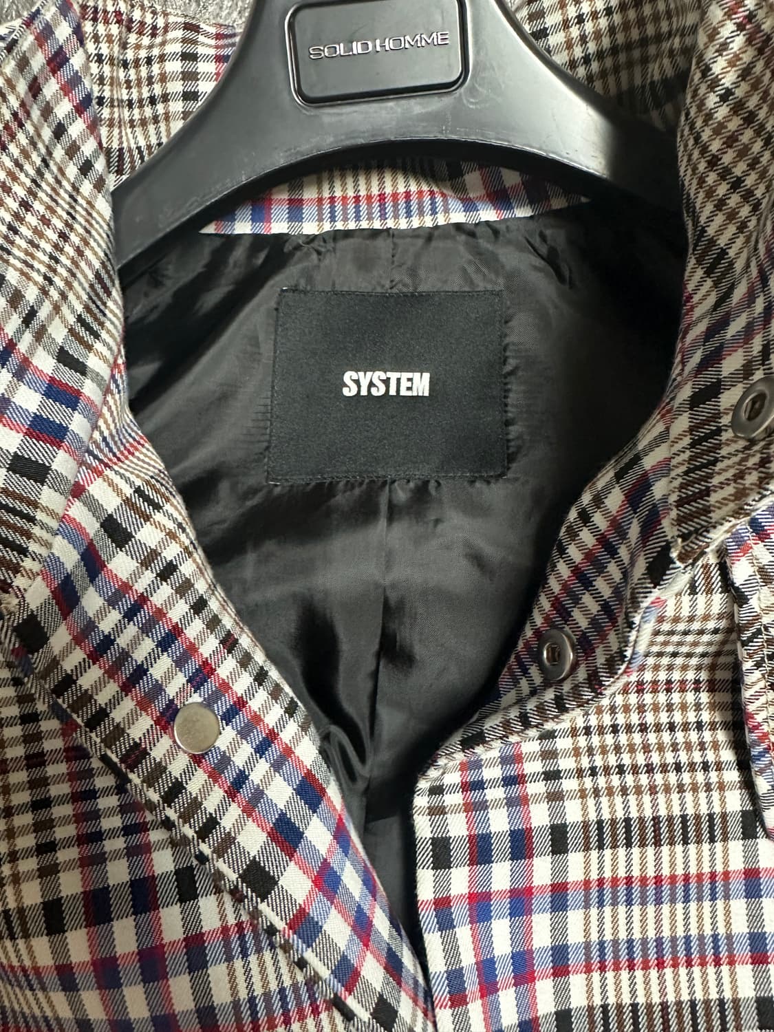 시스템옴므 래글런 체크 후드 코트 상품이미지6