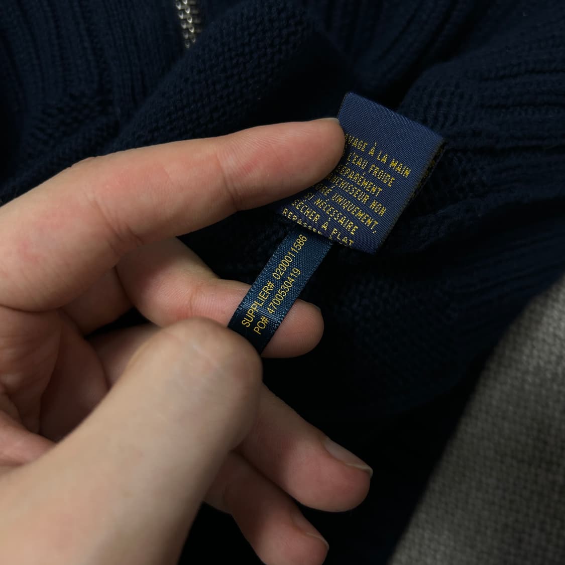 폴로 우먼스 네이비 볼드 케이블 니트집업(M) 상품이미지4