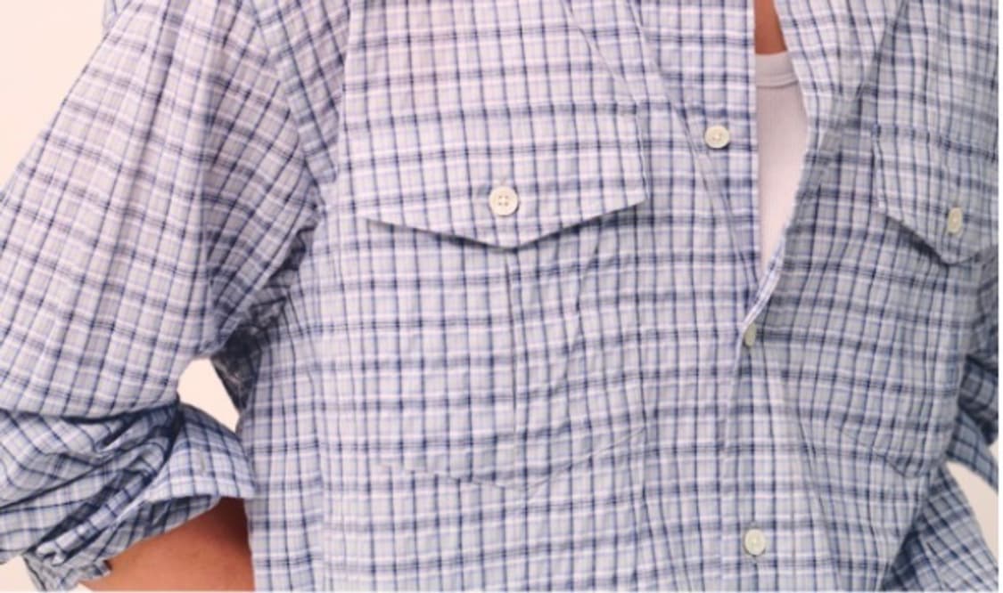 [판매] 노클(Noclé) 체크 워크 셔츠 블루 (3사이즈, 1회 착용) 상품이미지3