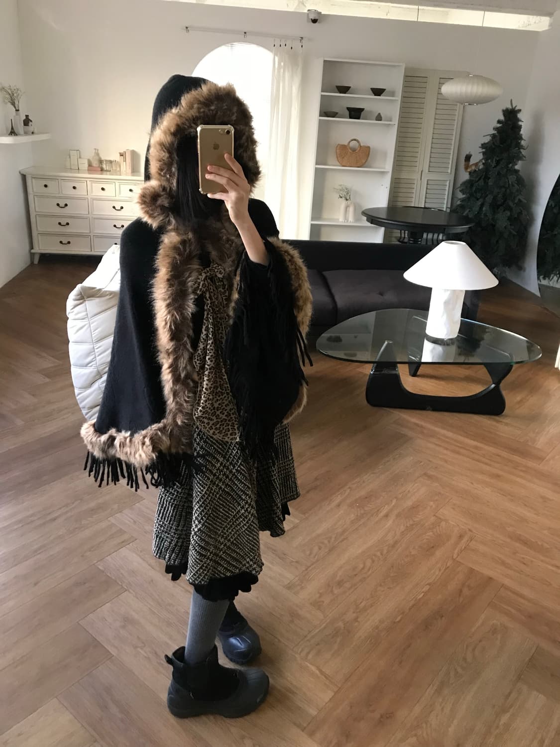 vintage hood fur cape 상품이미지2