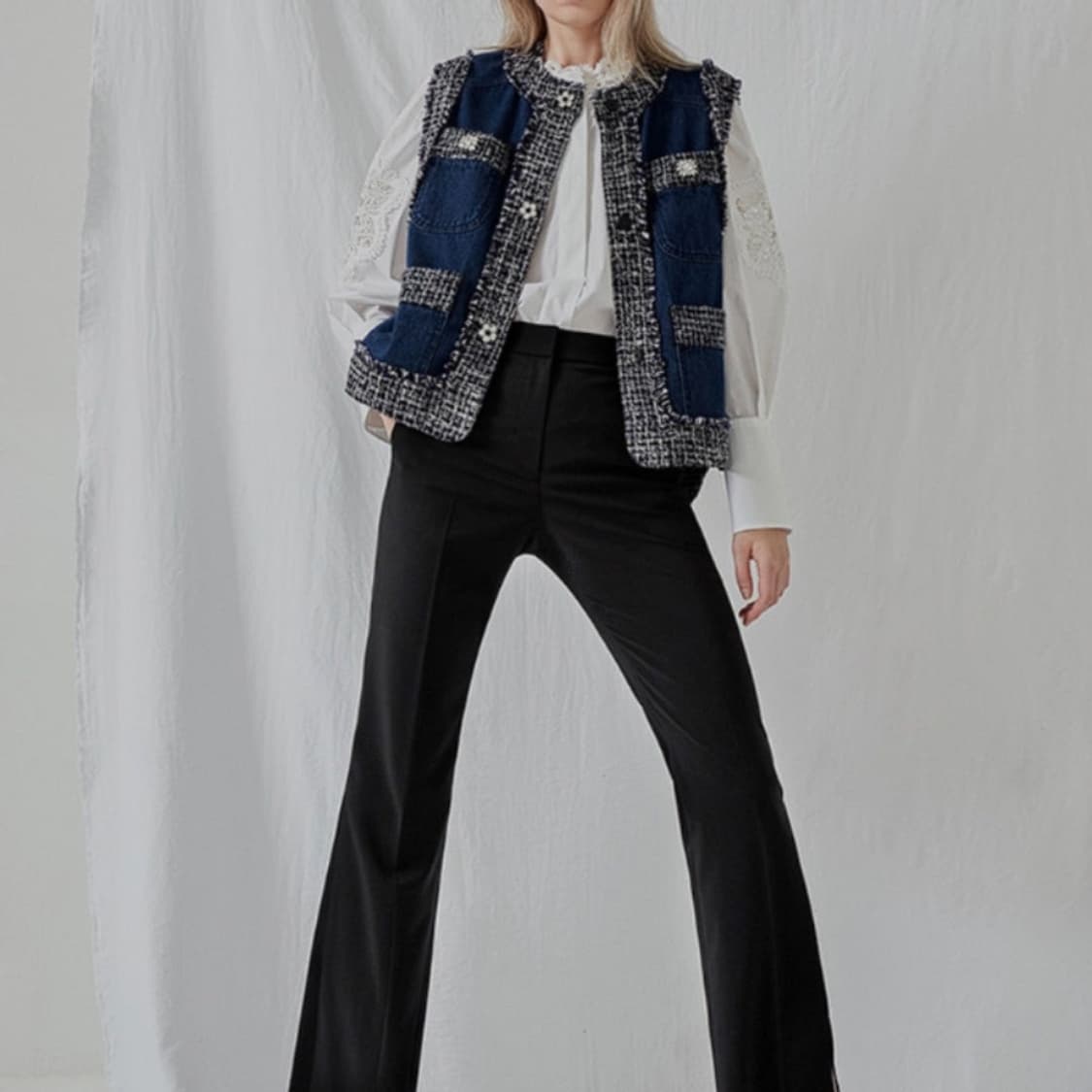 오즈세컨 트위드 데님 블록 베스트 상품이미지1