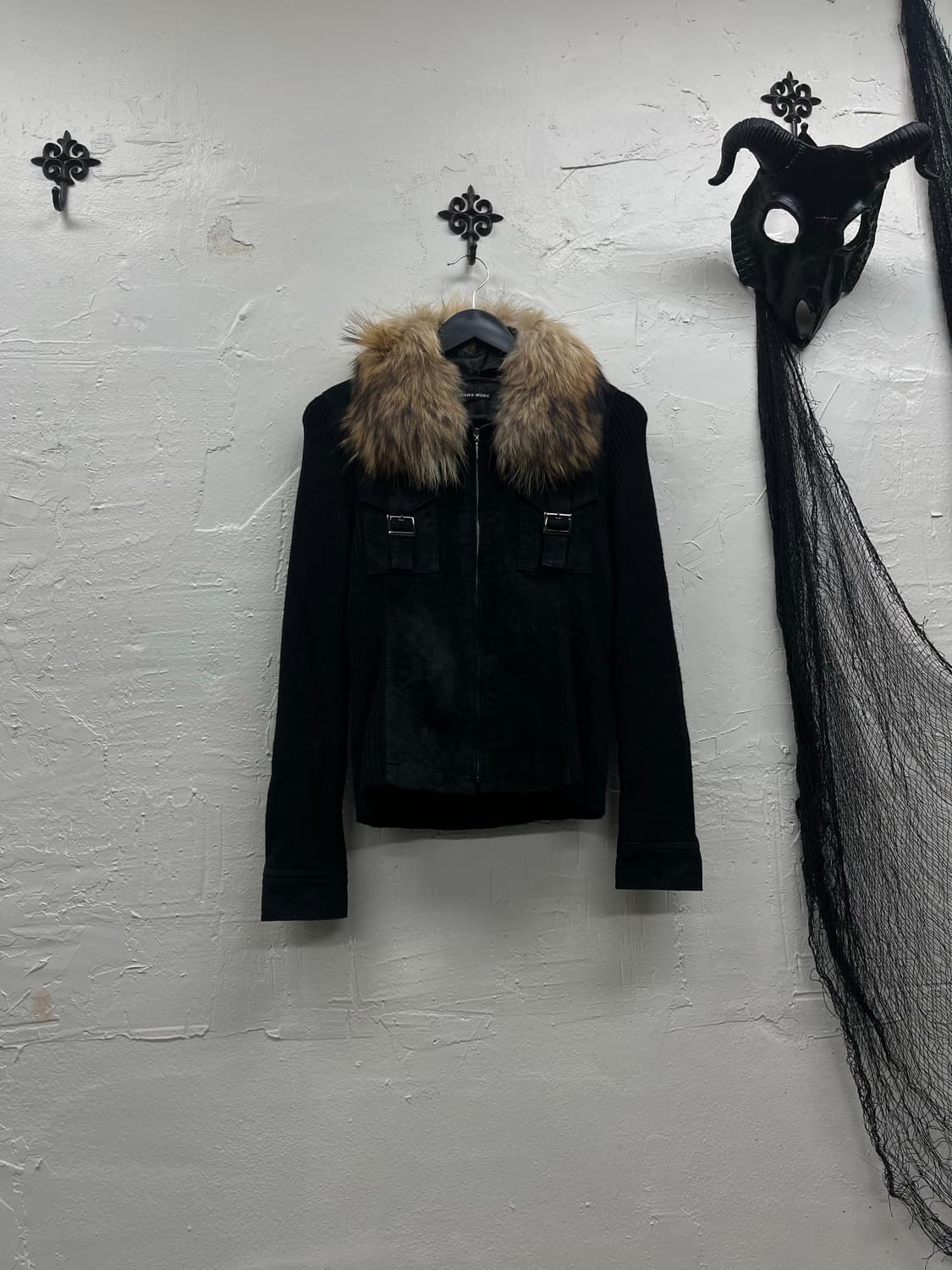 Trans work 00s trimming fur ribbed swede 상품이미지3