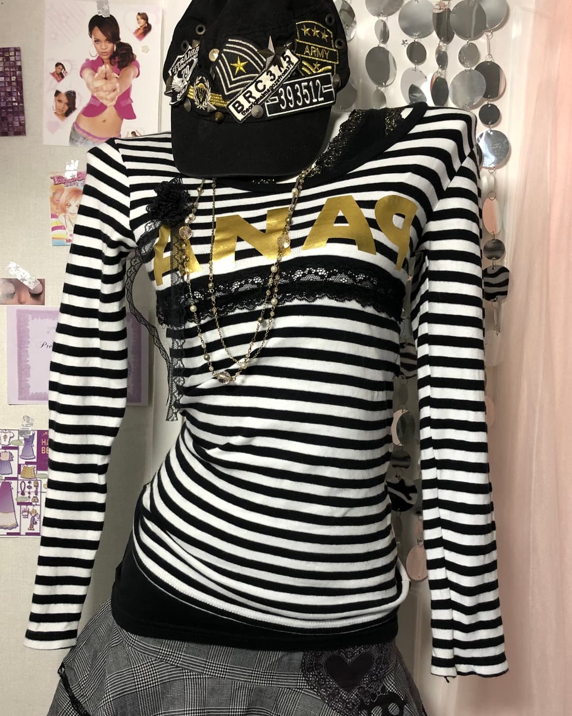 black lace stripe top 상품이미지1