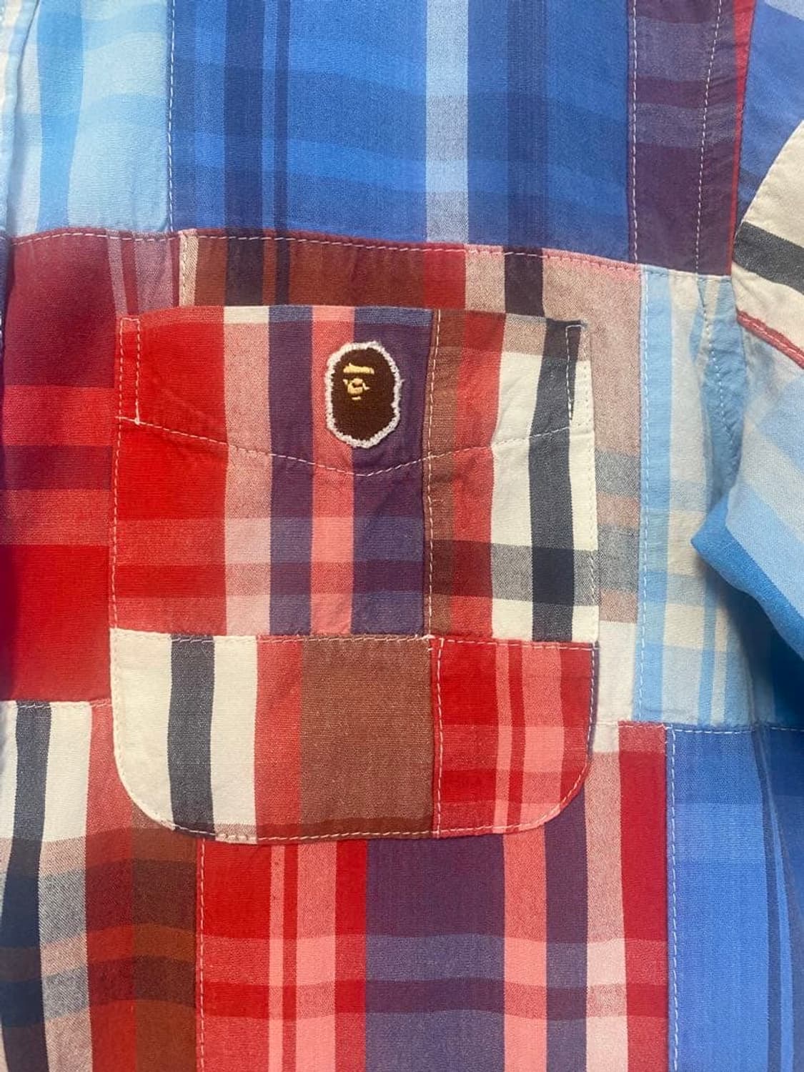 2015 BAPE 베이프 마드라스 체크 패치워크 셔츠 상품이미지4