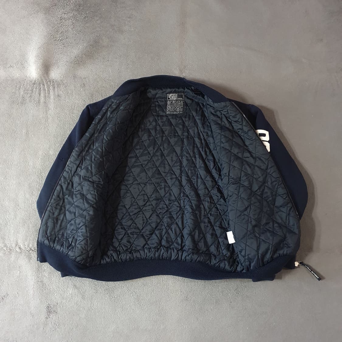 레어 80s 폴로 스포츠 빅로고 니트 자켓 네이비 상품이미지10