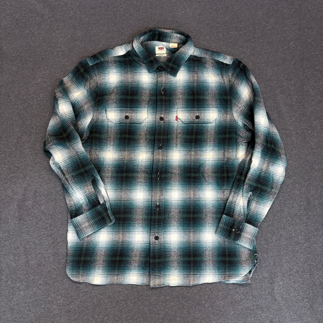 (L) Levi's 리바이스 플란넬 그린 컬러 셔츠  상품이미지1