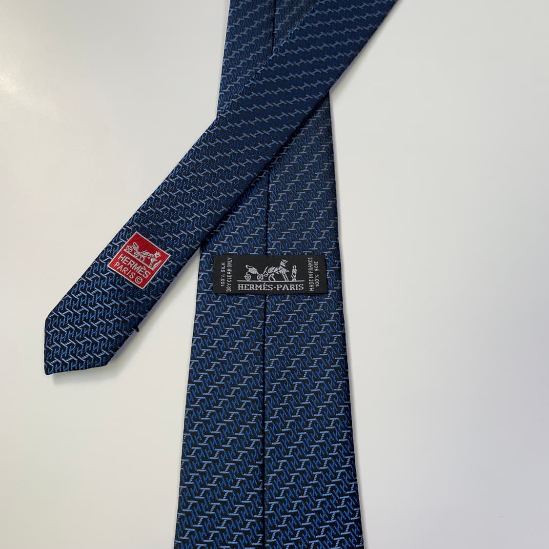 에르메스(HERMES) 모노그램 프랑스 100실크 명품넥타이 A+등급 상품이미지6