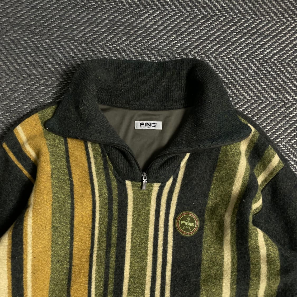 PING 스트라이프 니트 카라 하프 반 집업 y 4914 상품이미지3