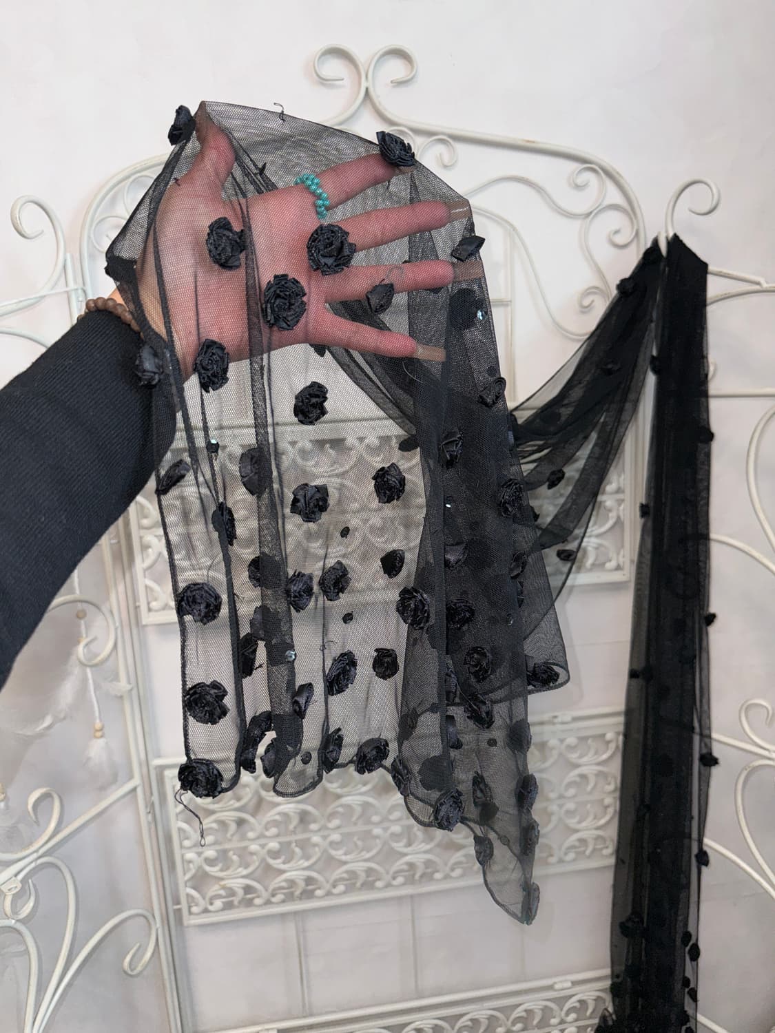 Black rose spangle maxi scarf  상품이미지4