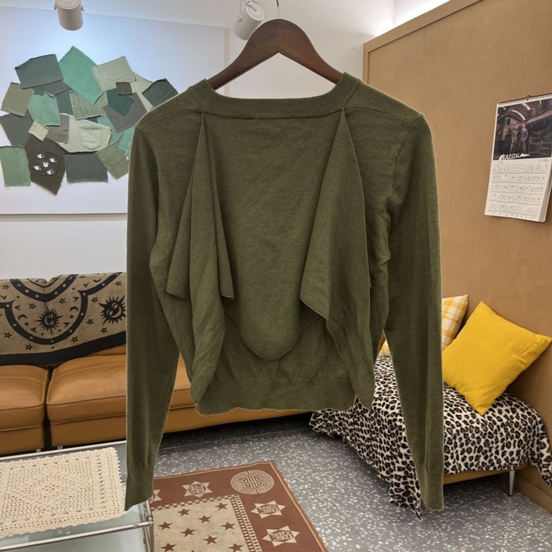 자라 세일러카라 말차카키 슬림 세미크롭 가디건 85 C10280 상품이미지4