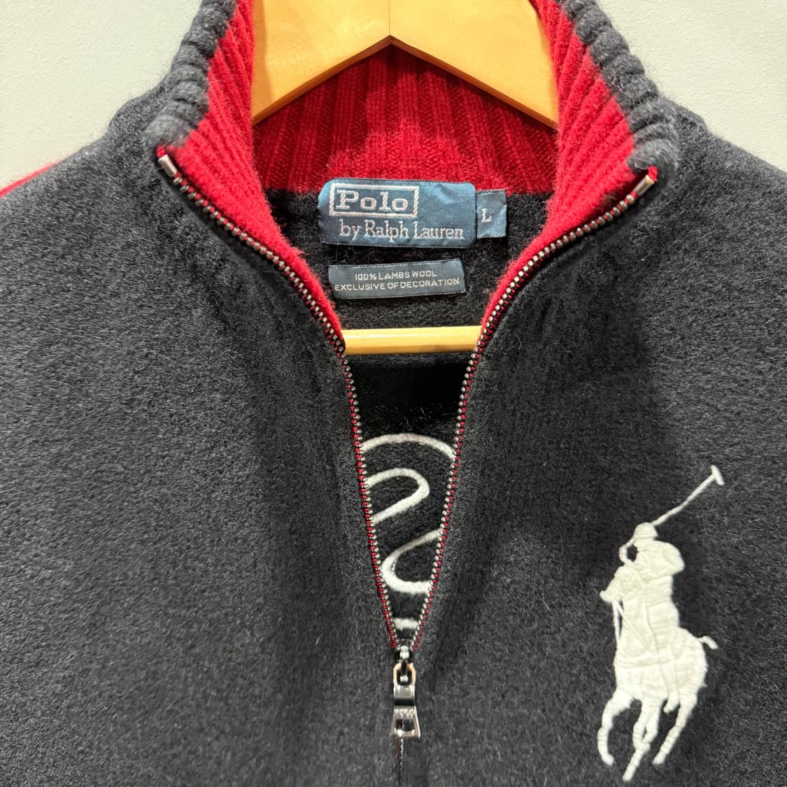 L 폴로 랄프로렌 빅포니 USA 램스울 니트 집업 자켓 상품이미지3