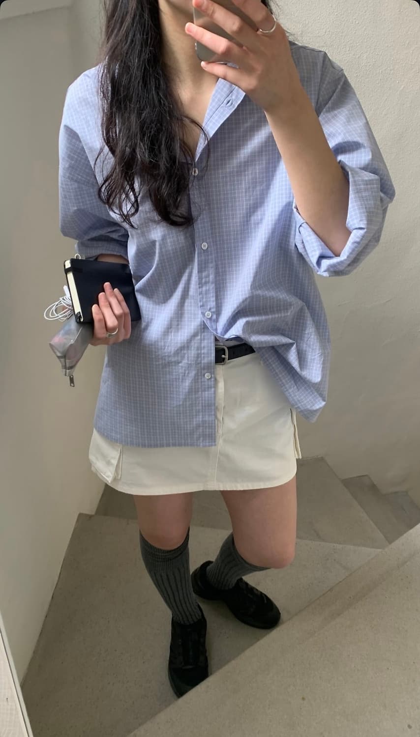 타낫 로트 체크 셔츠 T/T Wrote check shirt (blue) 상품이미지3