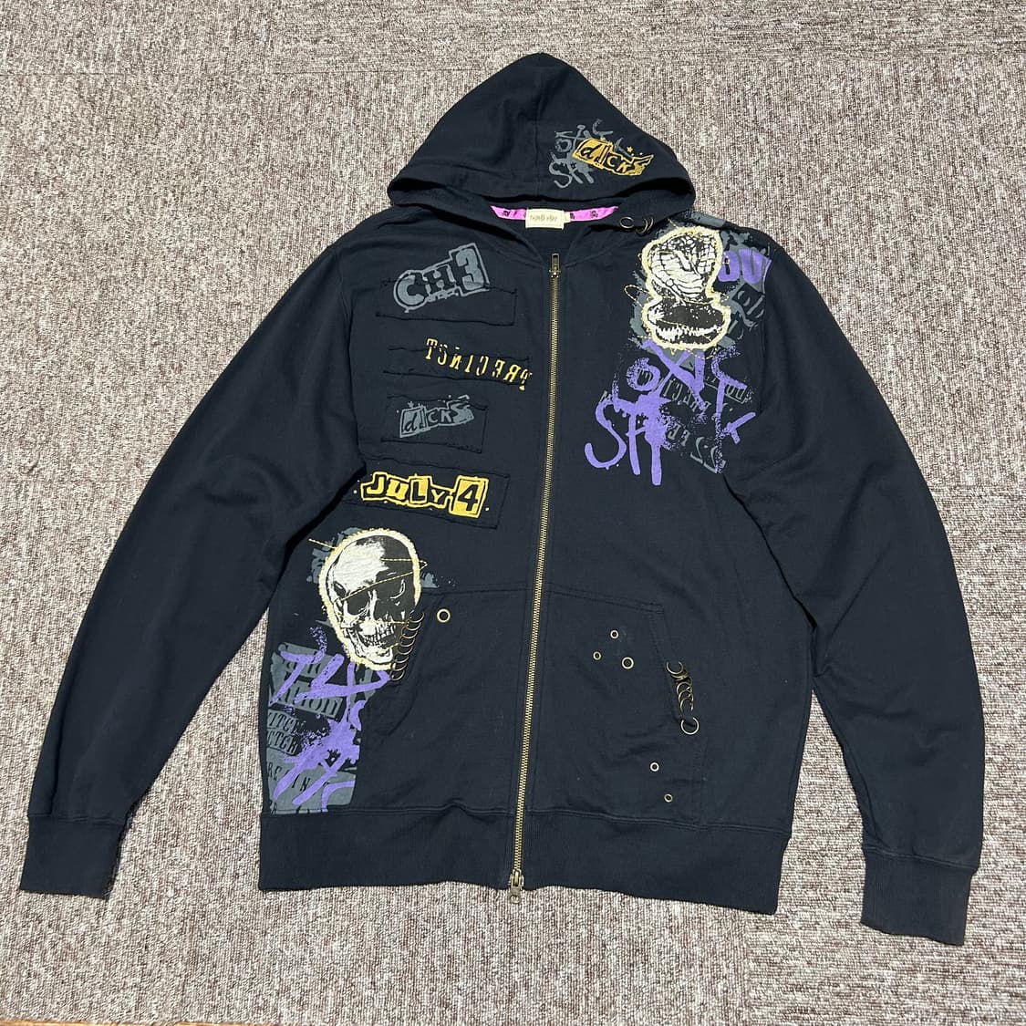 L) THOMAS HADY 락 펑크 후드 집업 2way 상품이미지1