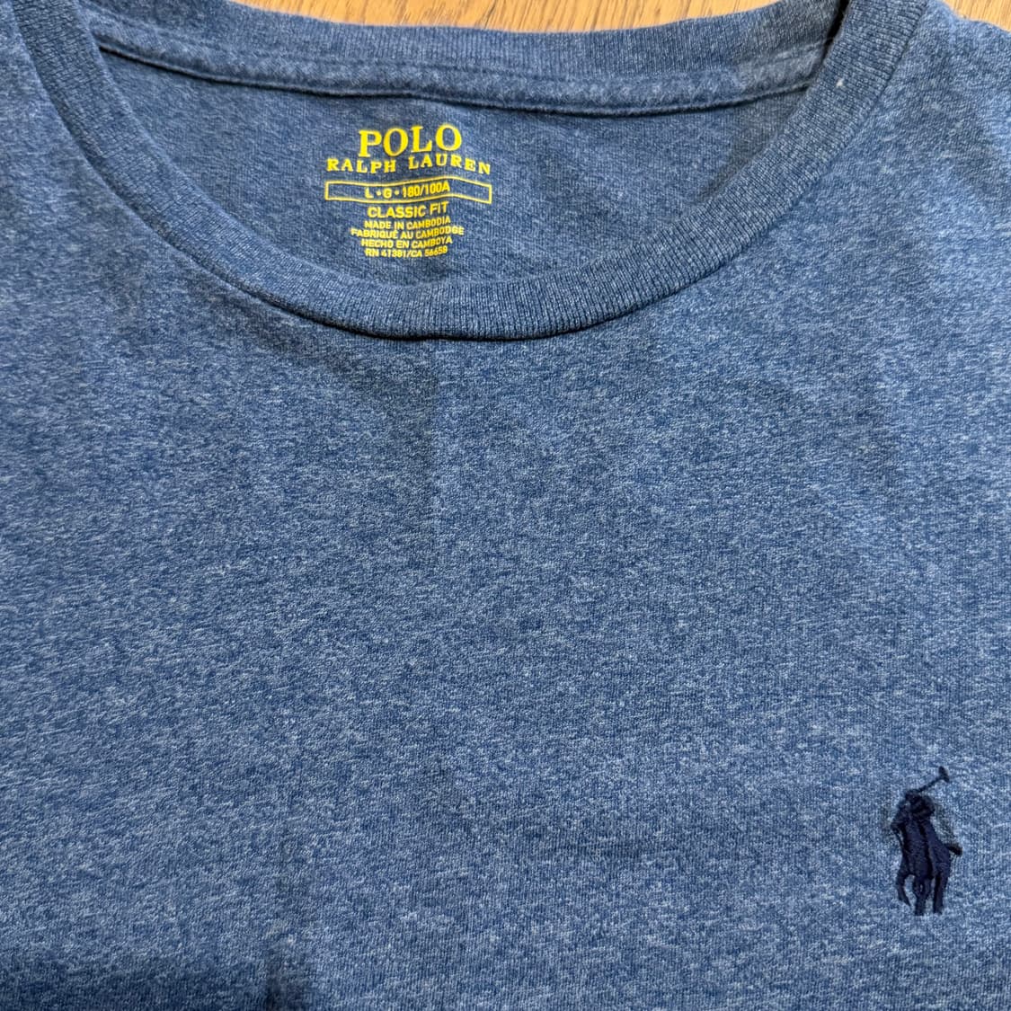 폴로 랄프로렌 멜란지 블루 라운드넥 반팔 티셔츠 상품이미지2