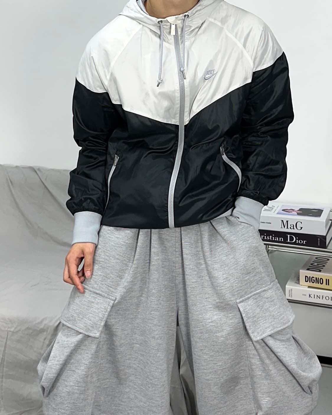 나이키 실버 로고 윈드러너 배색 바람막이 L 상품이미지2