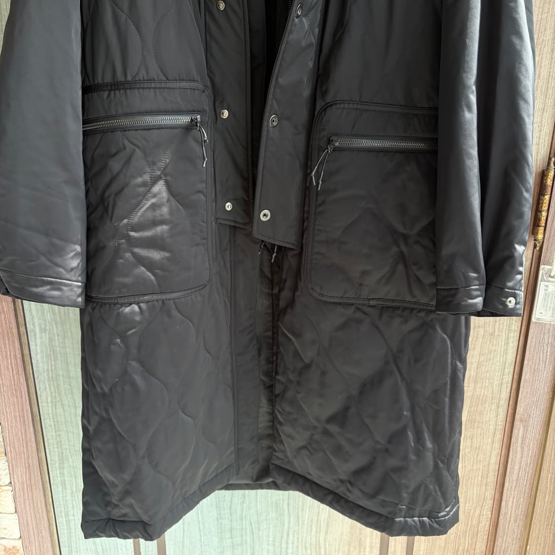 언어펙티드 퀼티드 후디드 코트 블랙 M 상품이미지3