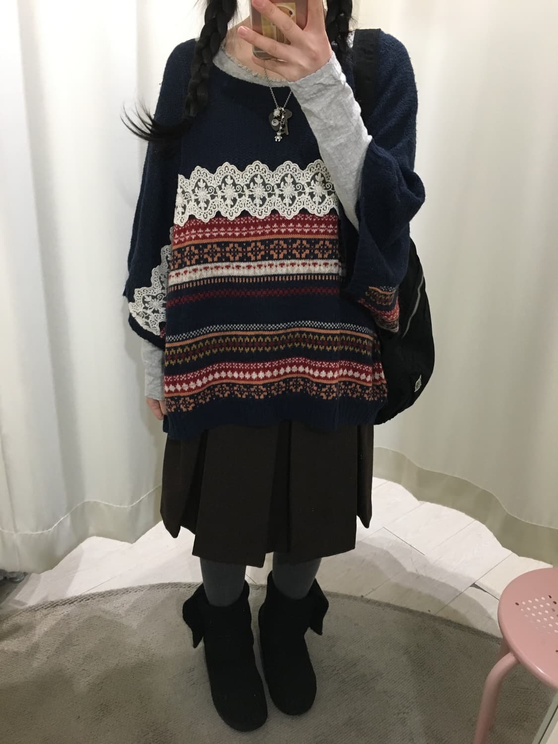 노르딕 오버핏 레이어드 니트 상품이미지2