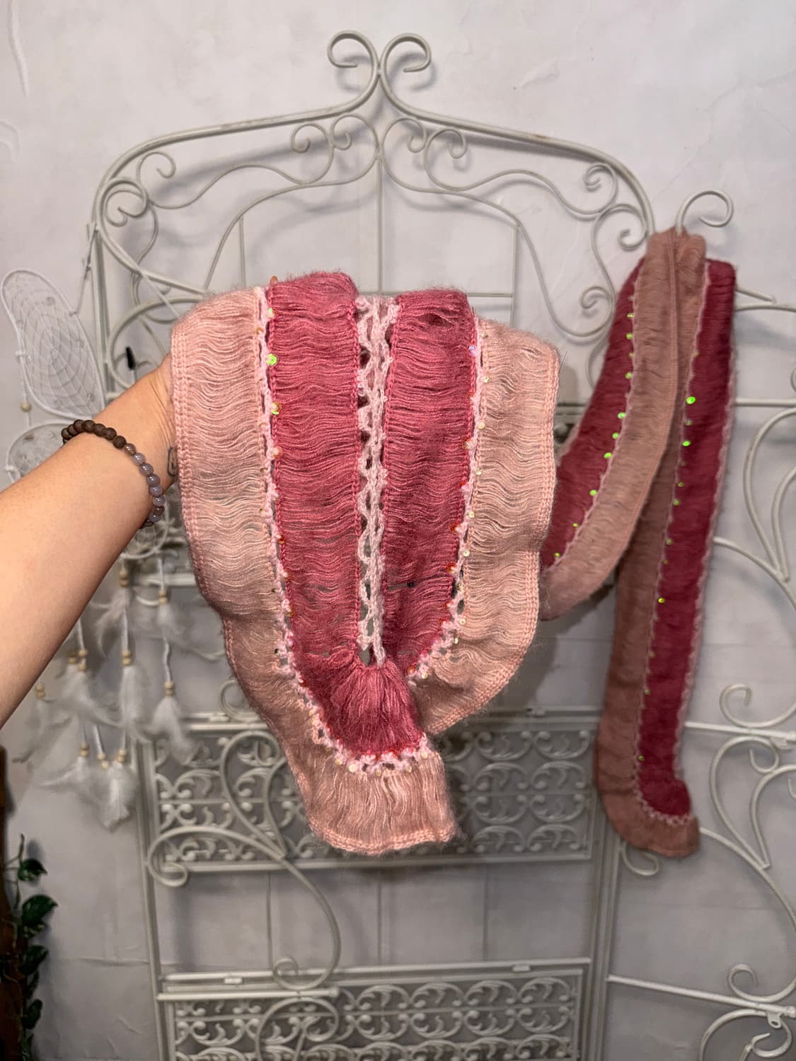 Baby pink beads spangled muffler 상품이미지4