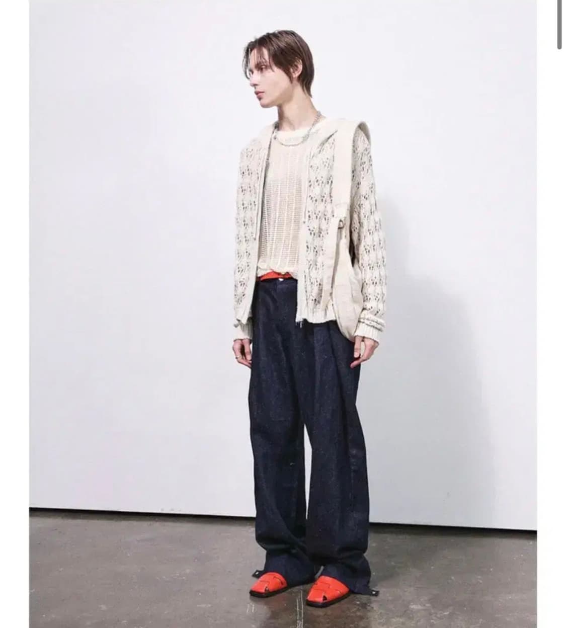 알렌느 크로셰 니트 후드집업 아이보리 100 상품이미지3