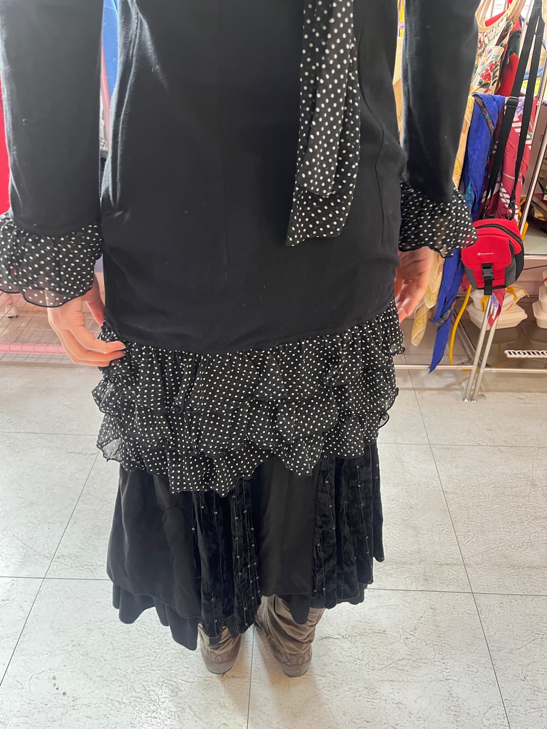 착샷) 벨벳 레이어드 캉캉 미디 플레어 스커트 상품이미지9