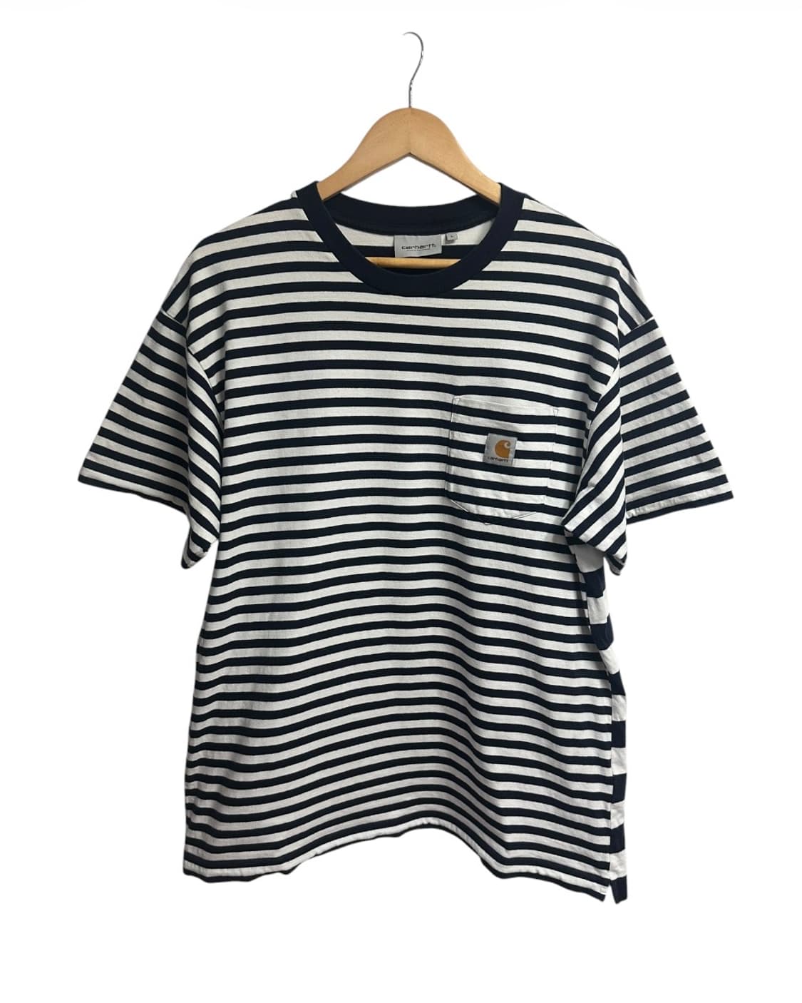 칼하트(Carhartt) 네이비 스트라이프 포켓 반팔티 L size 상품이미지1