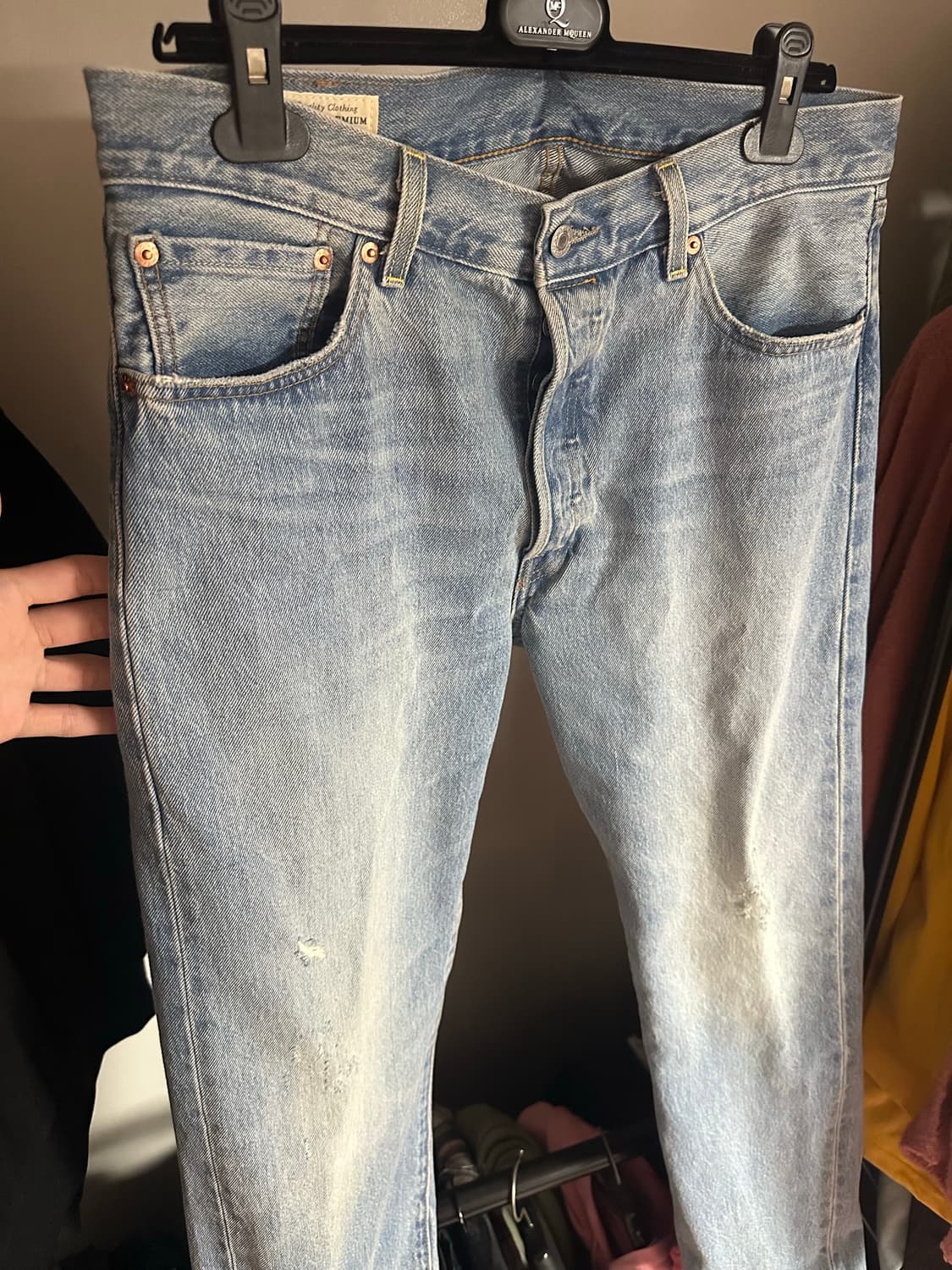 [W34xL32] 리바이스 501 연청 워싱 데미지 진 상품이미지2