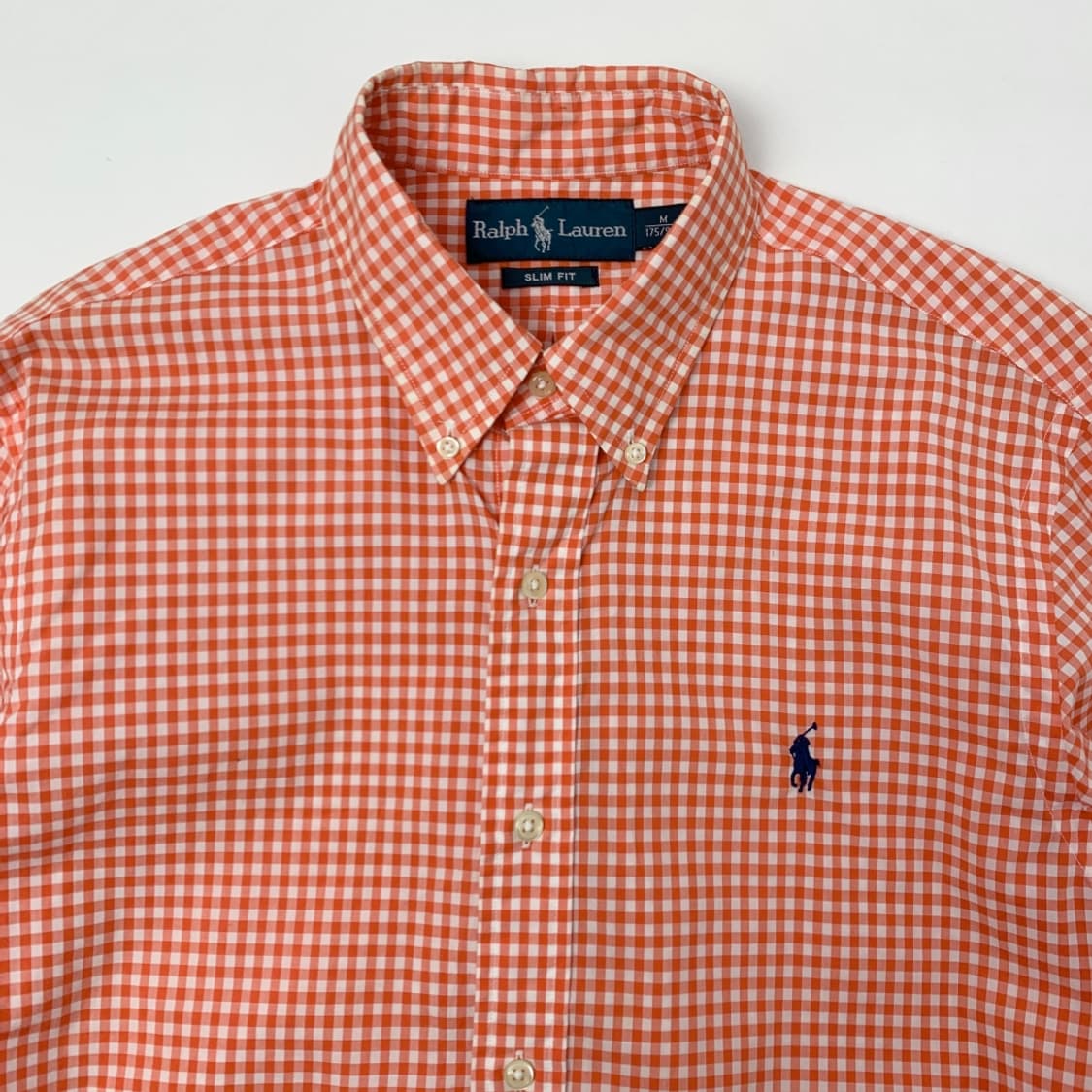 [M/정품] 폴로랄프로렌 슬림핏 오렌지 체크 셔츠 상품이미지2