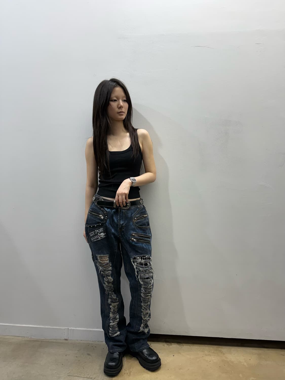 섹스팟리벤지 그런지 펑크 데님 팬츠 상품이미지4