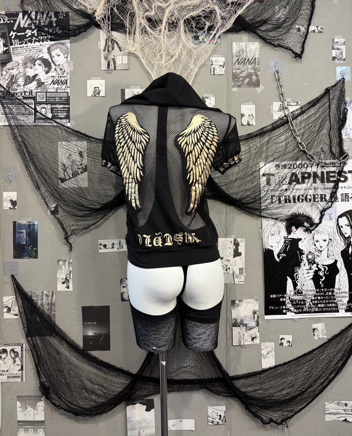 Gothic mesh wing lettering hood zip up 상품이미지2