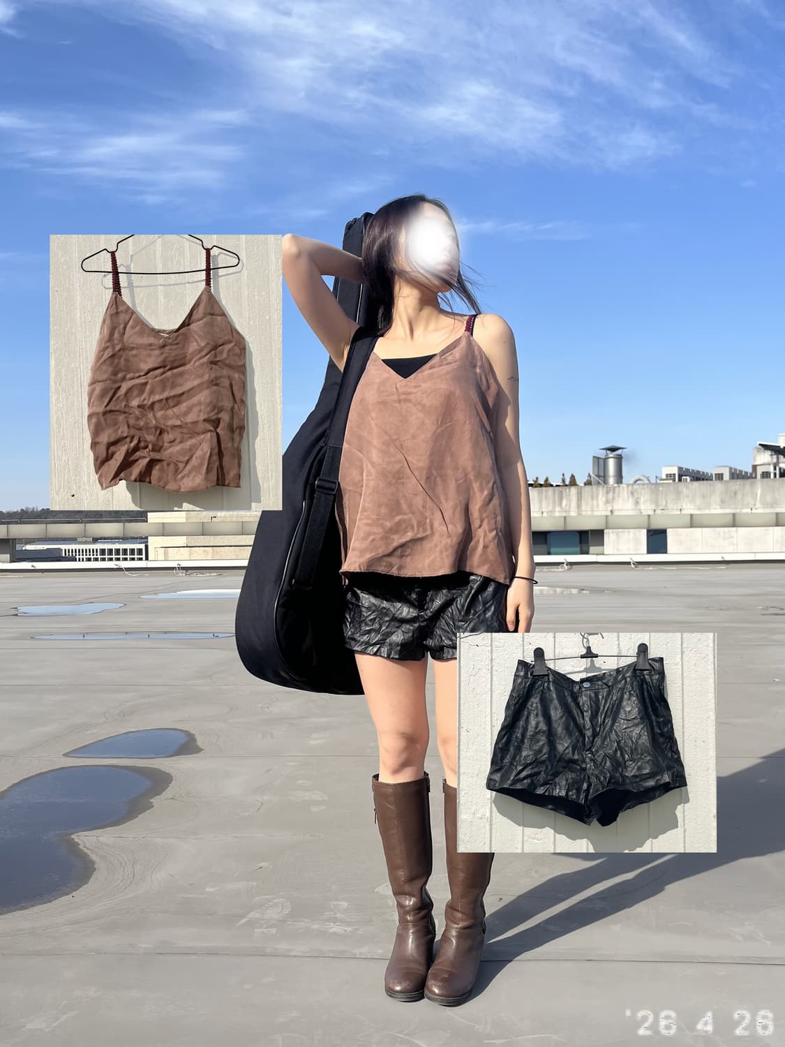 Textured Suede Cami 어깨끈 포인트 탑 상품이미지5