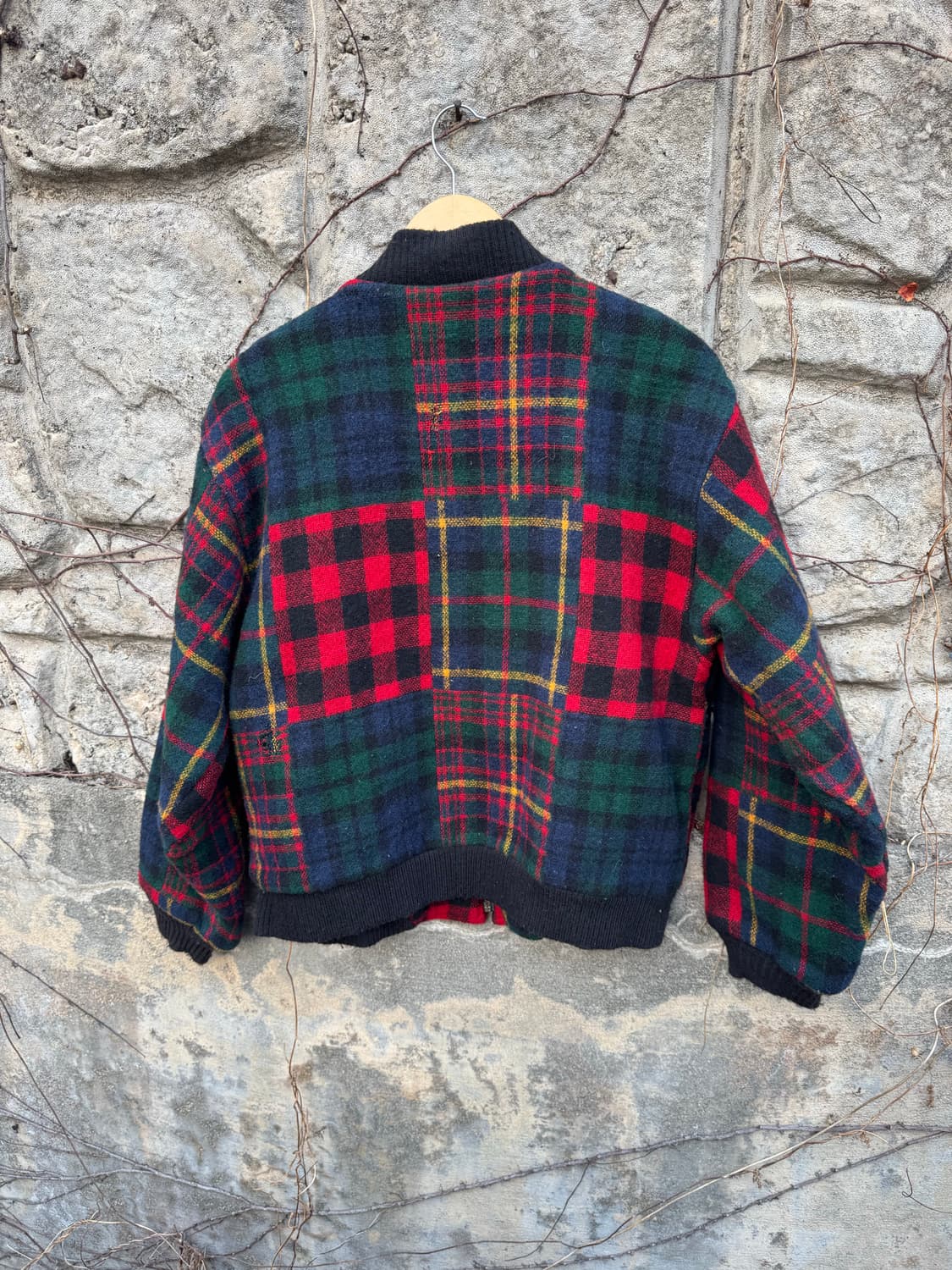 90s 울리치 빈티지 체크패턴 울 블루종 해링턴 자켓 상품이미지2