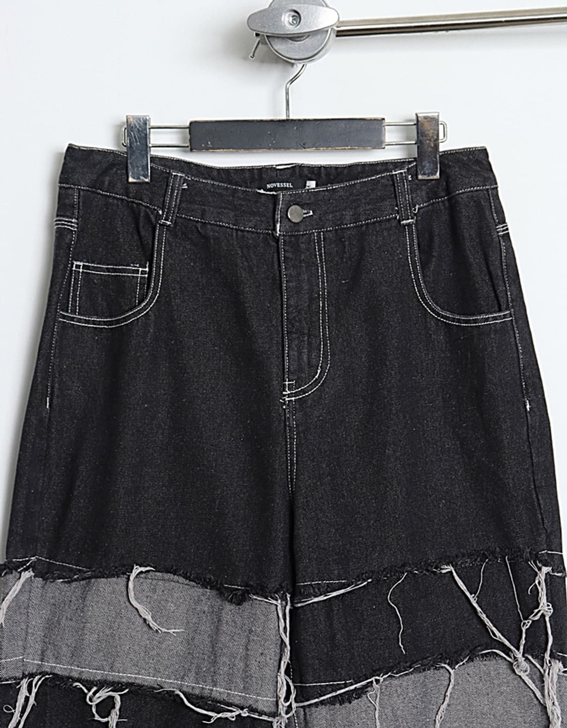 NOVESELL Border DamageLine Wide Denim Pa 상품이미지3