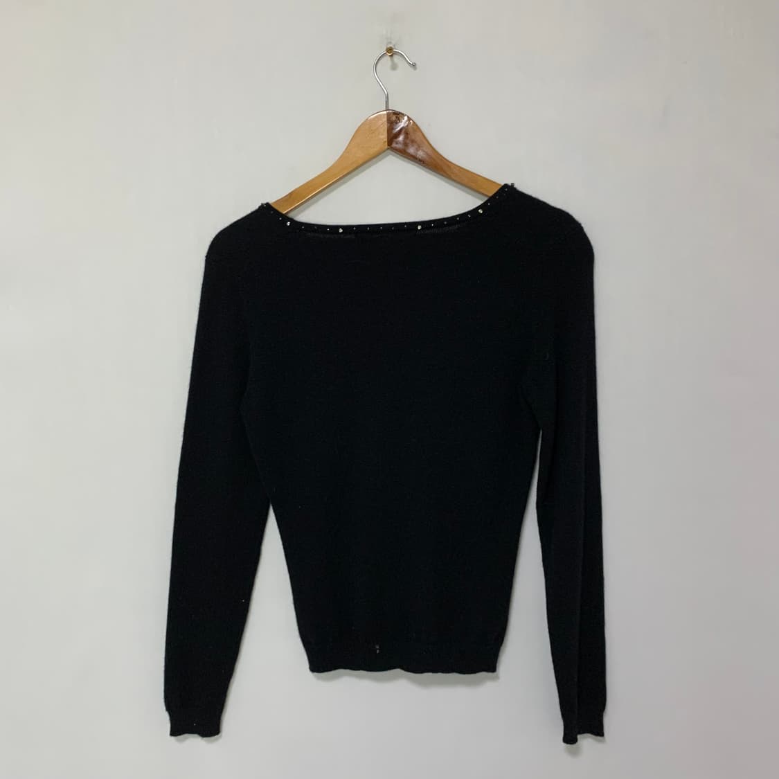 빈티지 큐빅 크롭 가디건 캐시미어 100% 여성 니트 블랙 M 상품이미지3