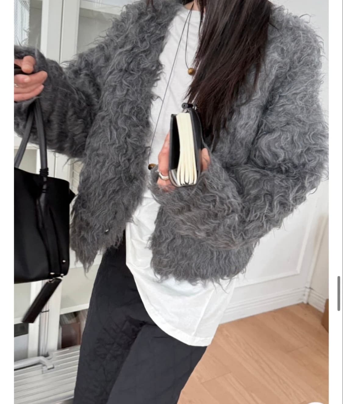 새상품) 런던플랏 브러쉬 가디건 그레이  상품이미지1