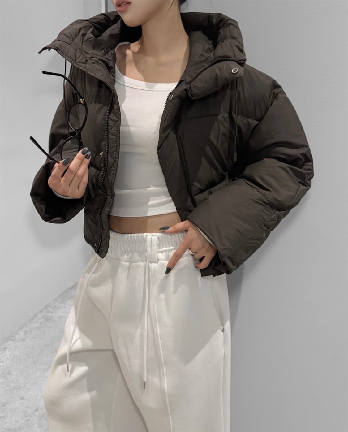 VIVNLUV 브라운 후드 패딩 상품이미지1