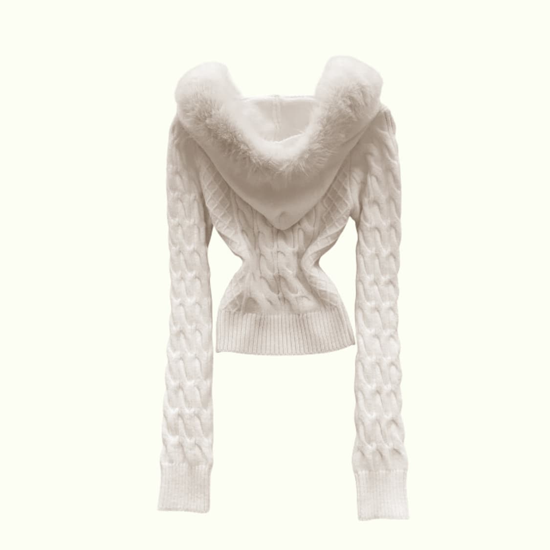 히메갸루🤍퍼 후드 케이블 슬림 크롭 니트집업 상품이미지2